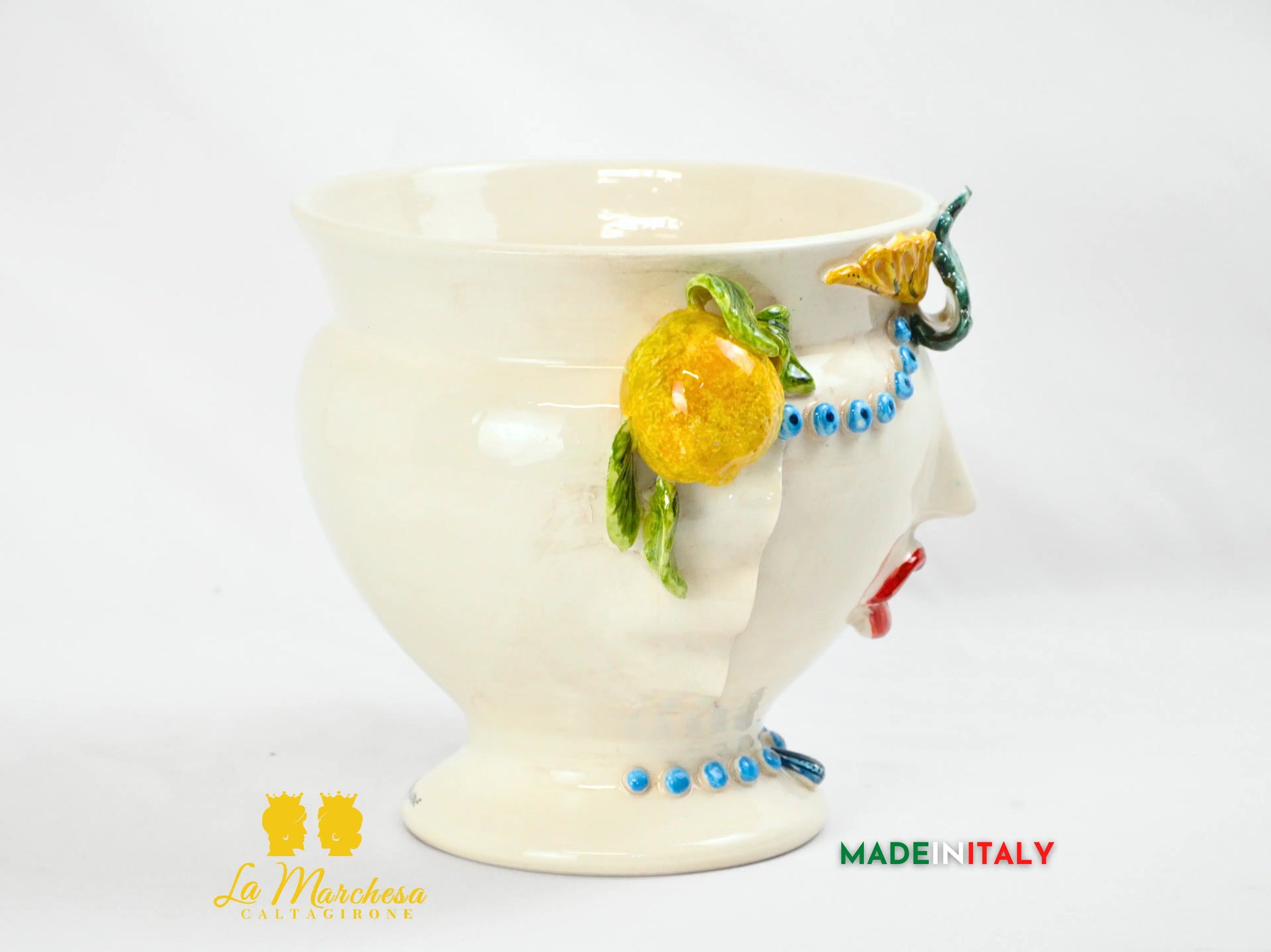 Vaso Donna Limoni in Ceramica di Caltagirone 26cm