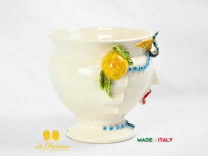 Vaso Donna Limoni in Ceramica di Caltagirone 26cm