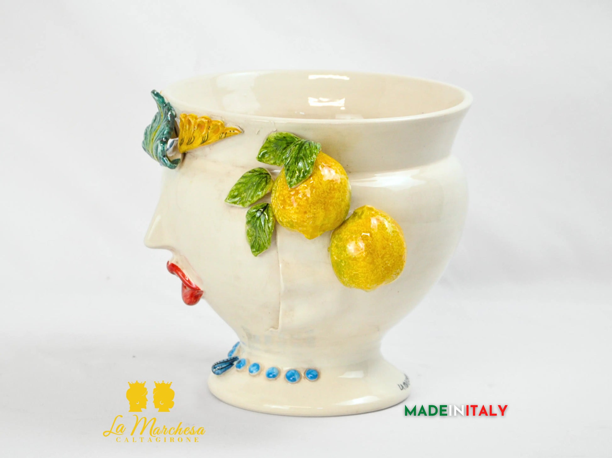 Vaso Donna Limoni in Ceramica di Caltagirone 26cm