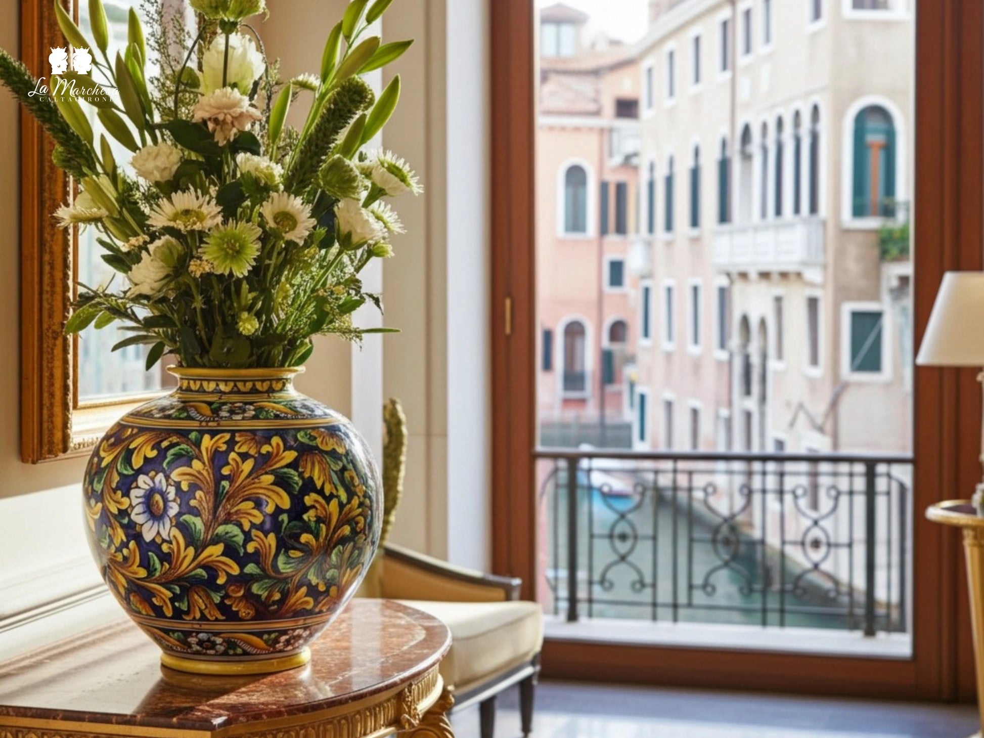 Vaso Decoro Ornato in Ceramica di Caltagirone 29cm - Vari Colori