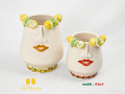 Vaso Design Viso in Ceramica di Caltagirone – Varie Misure