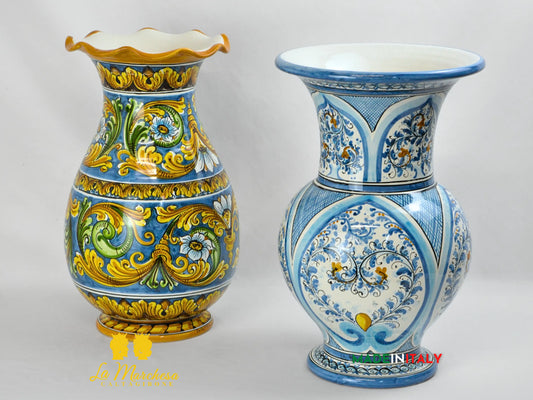Vaso Per Fiori Decorato in Ceramica di Caltagirone 41cm - Vari Decori