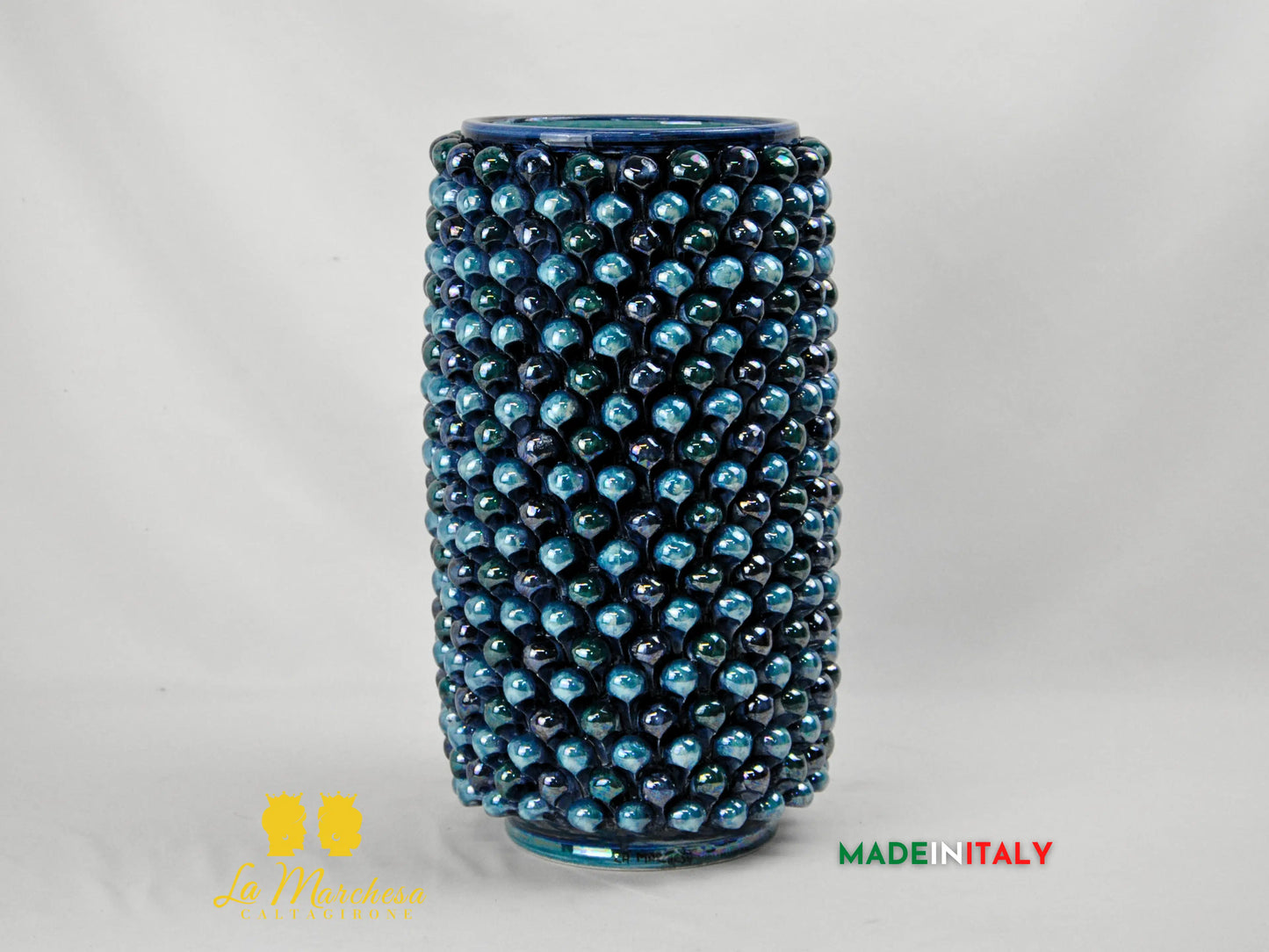 Vaso Pigna Madreperla in Ceramica di Caltagirone – 37 cm