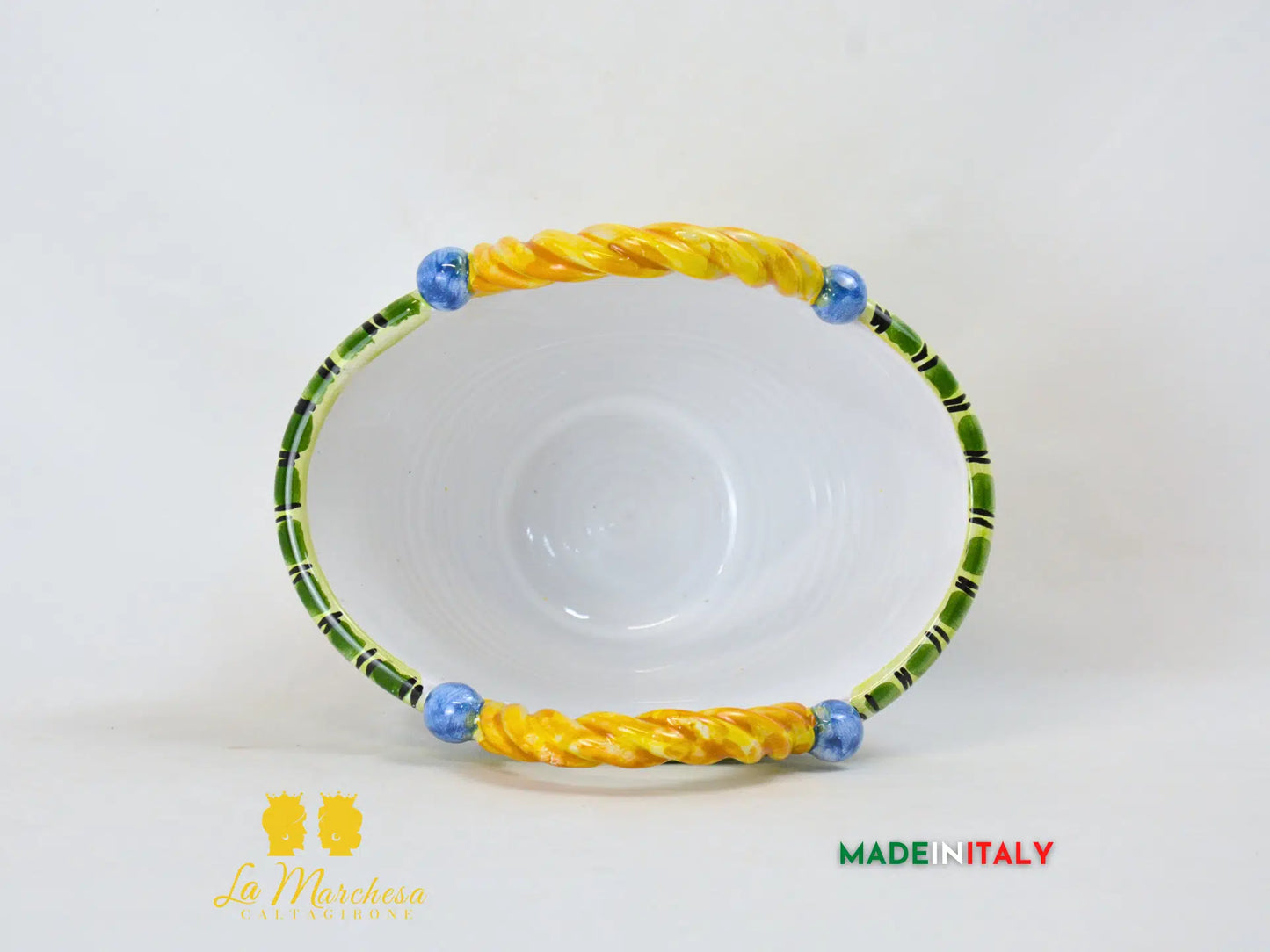 Vaso Porta Pianta Coffa Decorata in Ceramica di Caltagirone 22cm