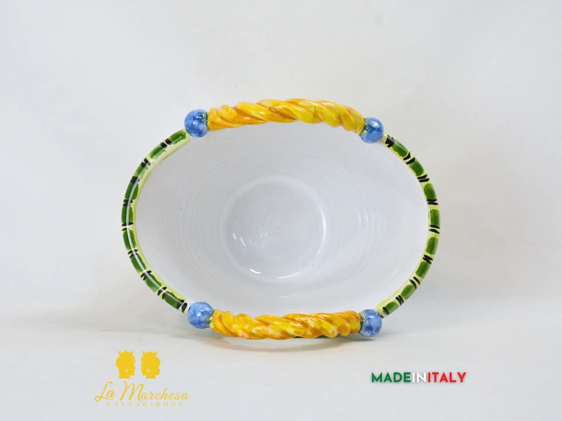 Vaso Porta Pianta Coffa Decorata in Ceramica di Caltagirone 22cm