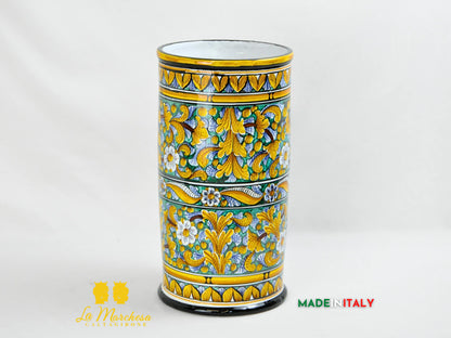 Vaso a Cilindro Decorato in Ceramica di Caltagirone 40cm - Vari Decori