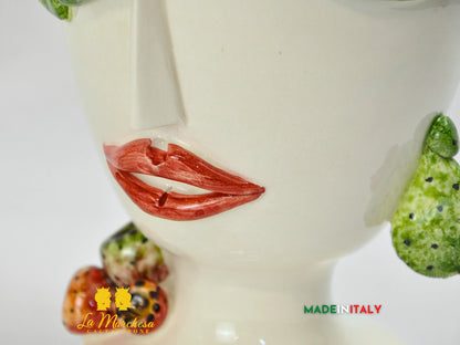 Vaso Design Volto in Ceramica di Caltagirone Fichi D'India 26cm