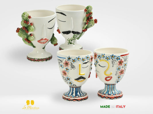 Vaso in Ceramica di Caltagirone Design Volto foto principale