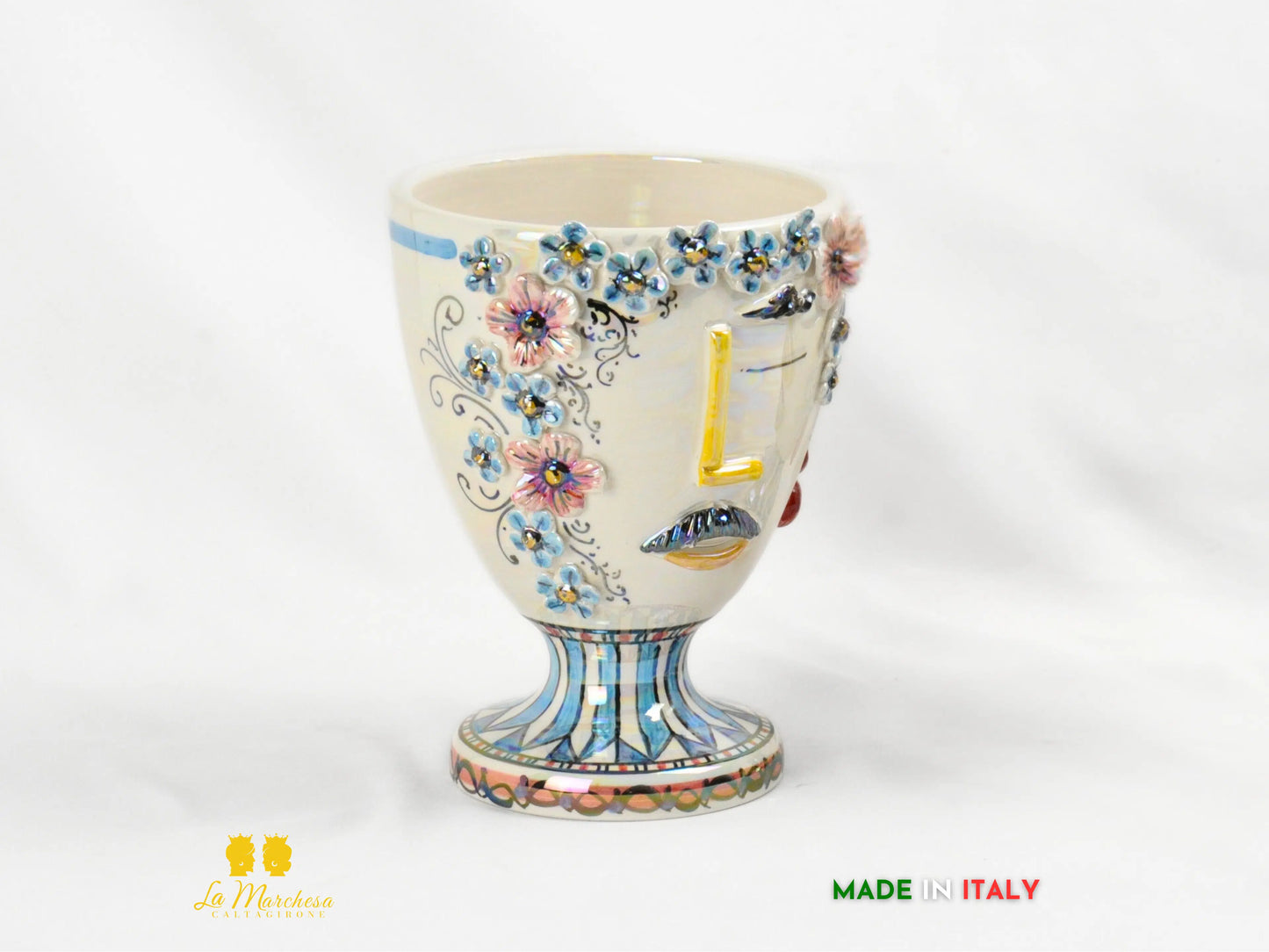 Vaso in Ceramica di Caltagirone Design Volto Madreperla - Vari Modelli