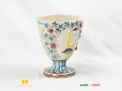 Vaso in Ceramica di Caltagirone Design Volto Madreperla - Vari Modelli