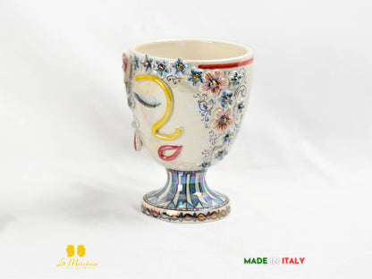 Vaso in Ceramica di Caltagirone Design Volto Madreperla - Vari Modelli