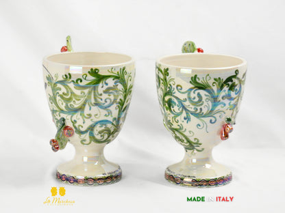 Vaso in Ceramica di Caltagirone Design Volto Madreperla - Vari Modelli