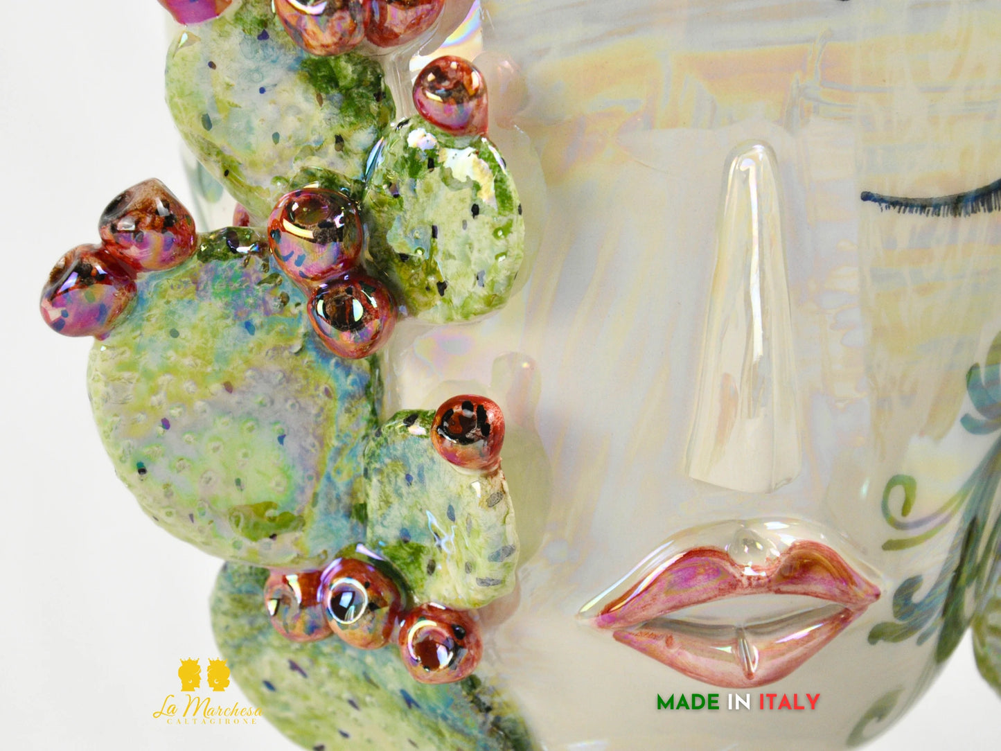 Vaso in Ceramica di Caltagirone Design Volto Madreperla - Vari Modelli