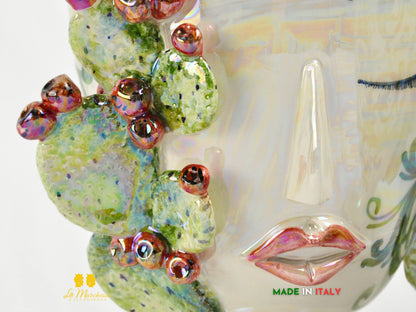 Vaso in Ceramica di Caltagirone Design Volto Madreperla - Vari Modelli