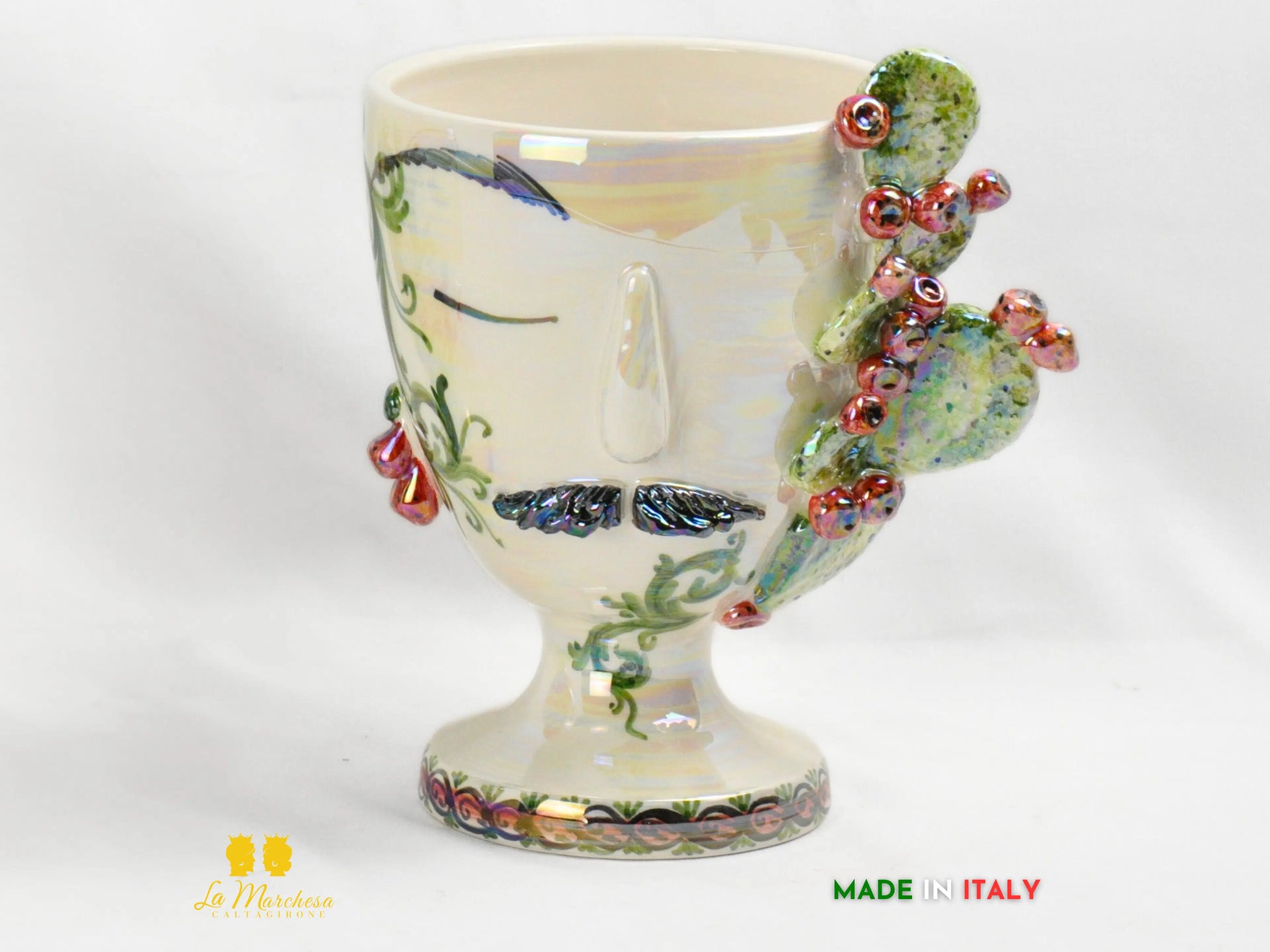 Vaso in Ceramica di Caltagirone Design Volto Madreperla - Vari Modelli