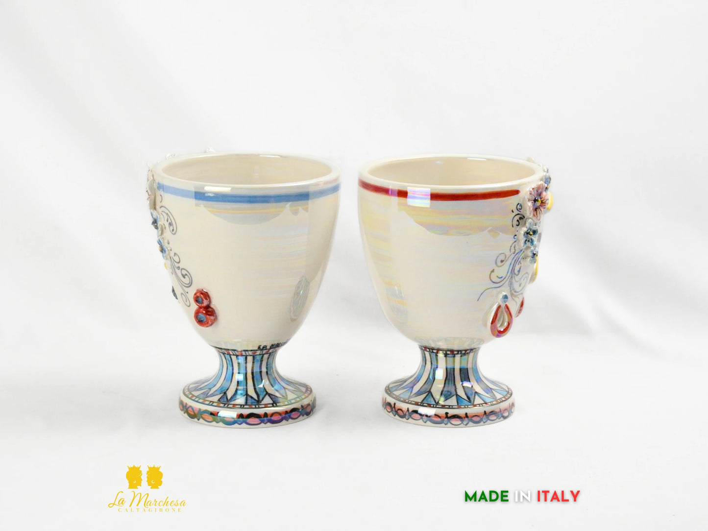 Vaso in Ceramica di Caltagirone Design Volto Madreperla - Vari Modelli