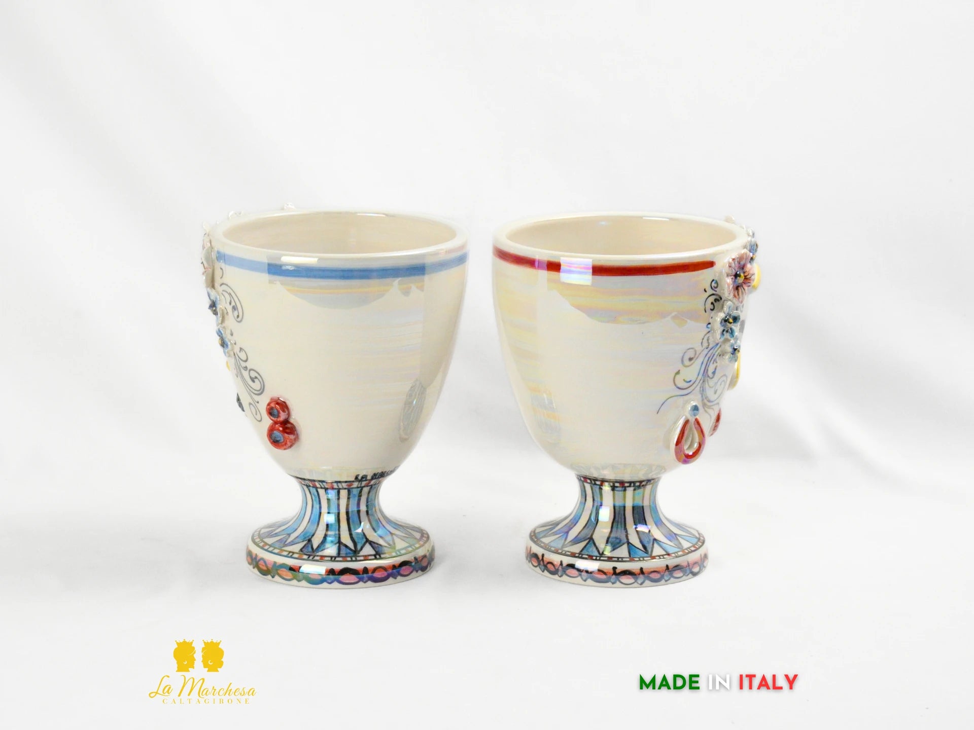 Vaso in Ceramica di Caltagirone Design Volto Madreperla - Vari Modelli