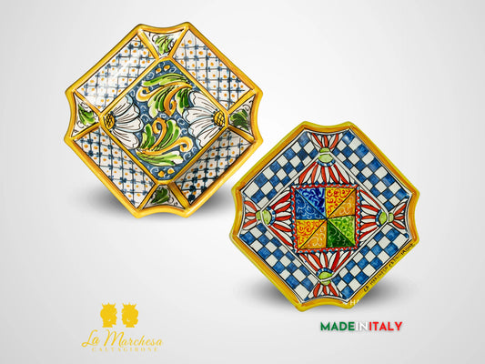 Vassoio Svuotatasche in Ceramica di Caltagirone 21x21cm - Vari Decori