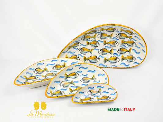 Vassoio in Ceramica di Caltagirone Cozza Giallo - Varie Misure