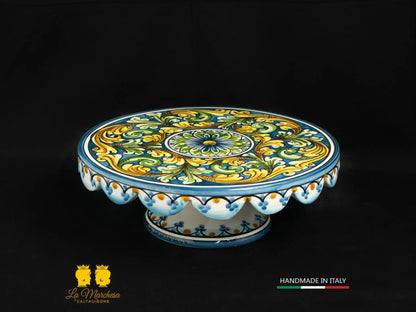 Tortiera con alzata in Ceramica di Caltagirone  30cm - Colori Assortiti