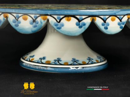 Tortiera con alzata in Ceramica di Caltagirone  30cm - Colori Assortiti