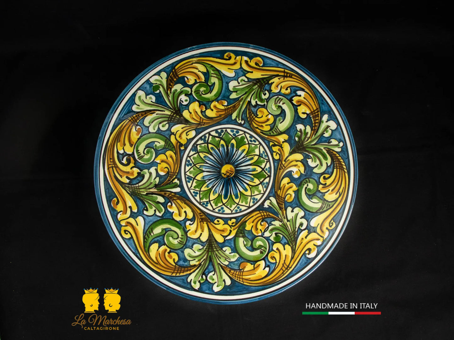 Tortiera con alzata in Ceramica di Caltagirone  30cm - Colori Assortiti