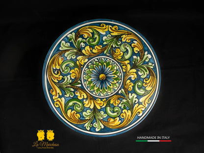 Tortiera con alzata in Ceramica di Caltagirone  30cm - Colori Assortiti