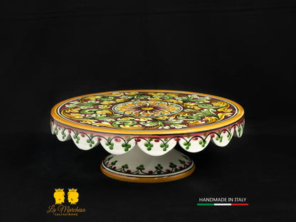 Tortiera con alzata in Ceramica di Caltagirone  30cm - Colori Assortiti