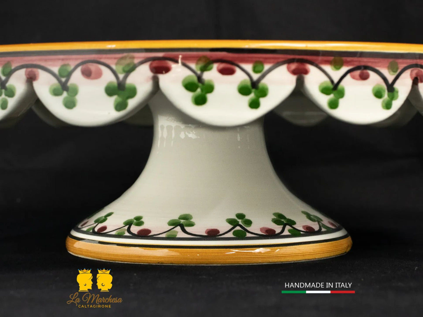 Tortiera con alzata in Ceramica di Caltagirone  30cm - Colori Assortiti