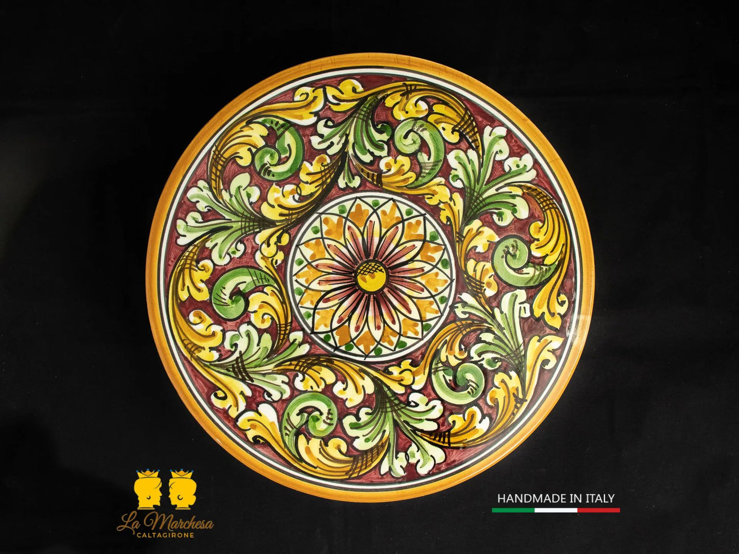 Tortiera con alzata in Ceramica di Caltagirone  30cm - Colori Assortiti