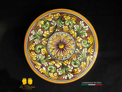 Tortiera con alzata in Ceramica di Caltagirone  30cm - Colori Assortiti