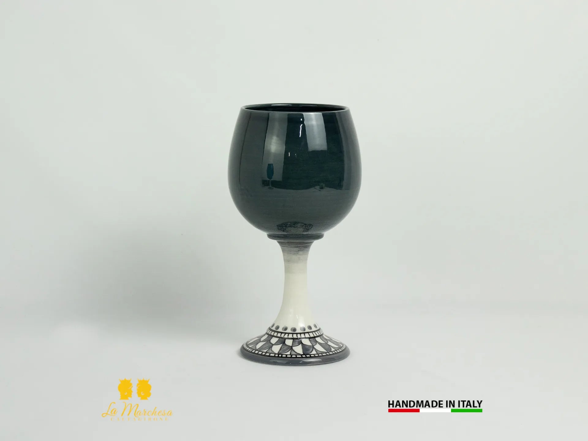 Bicchiere in Ceramica di Caltagirone Calice Vino tornio - Vari Colori