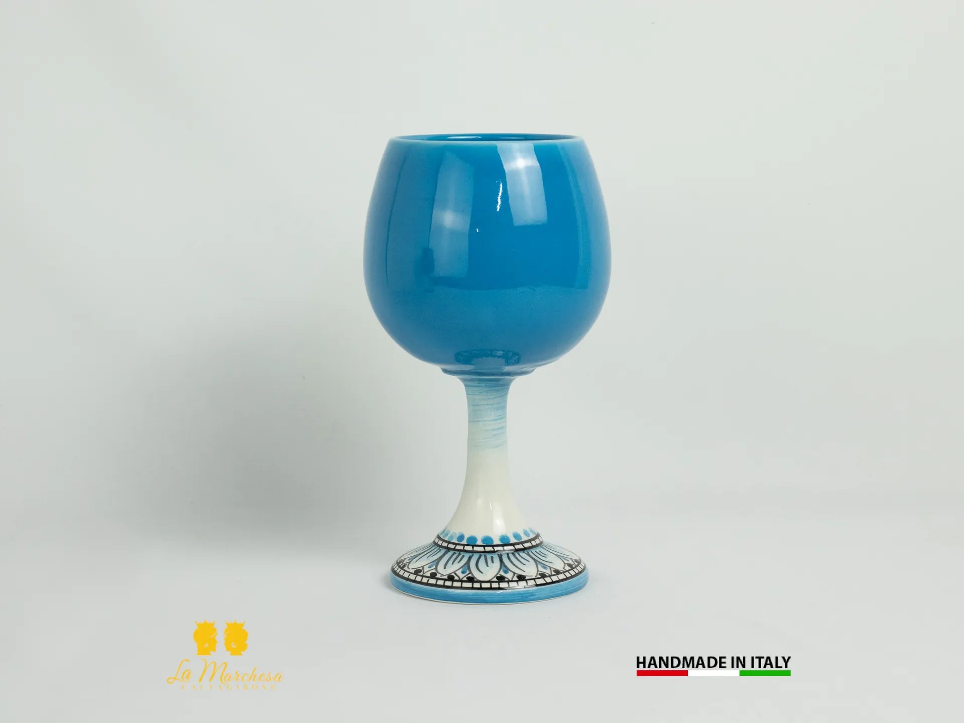 Bicchiere in Ceramica di Caltagirone Calice Vino tornio - Vari Colori