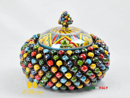Biscottiera Arlecchino Madreperla in Ceramica di Caltagirone - Varie Misure