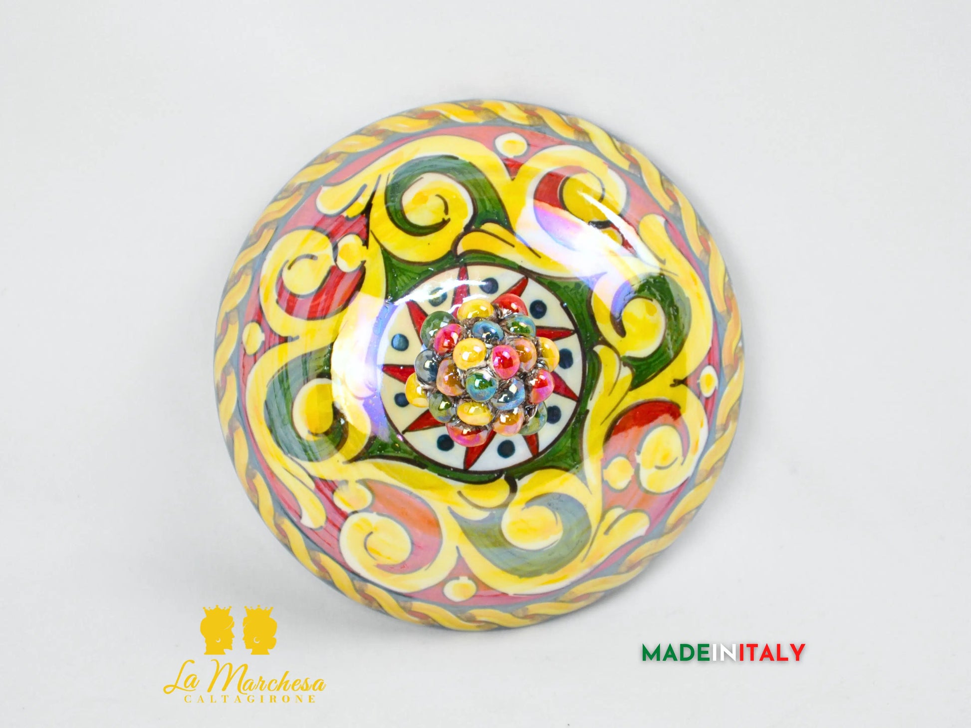 Biscottiera Arlecchino Madreperla in Ceramica di Caltagirone - Varie Misure