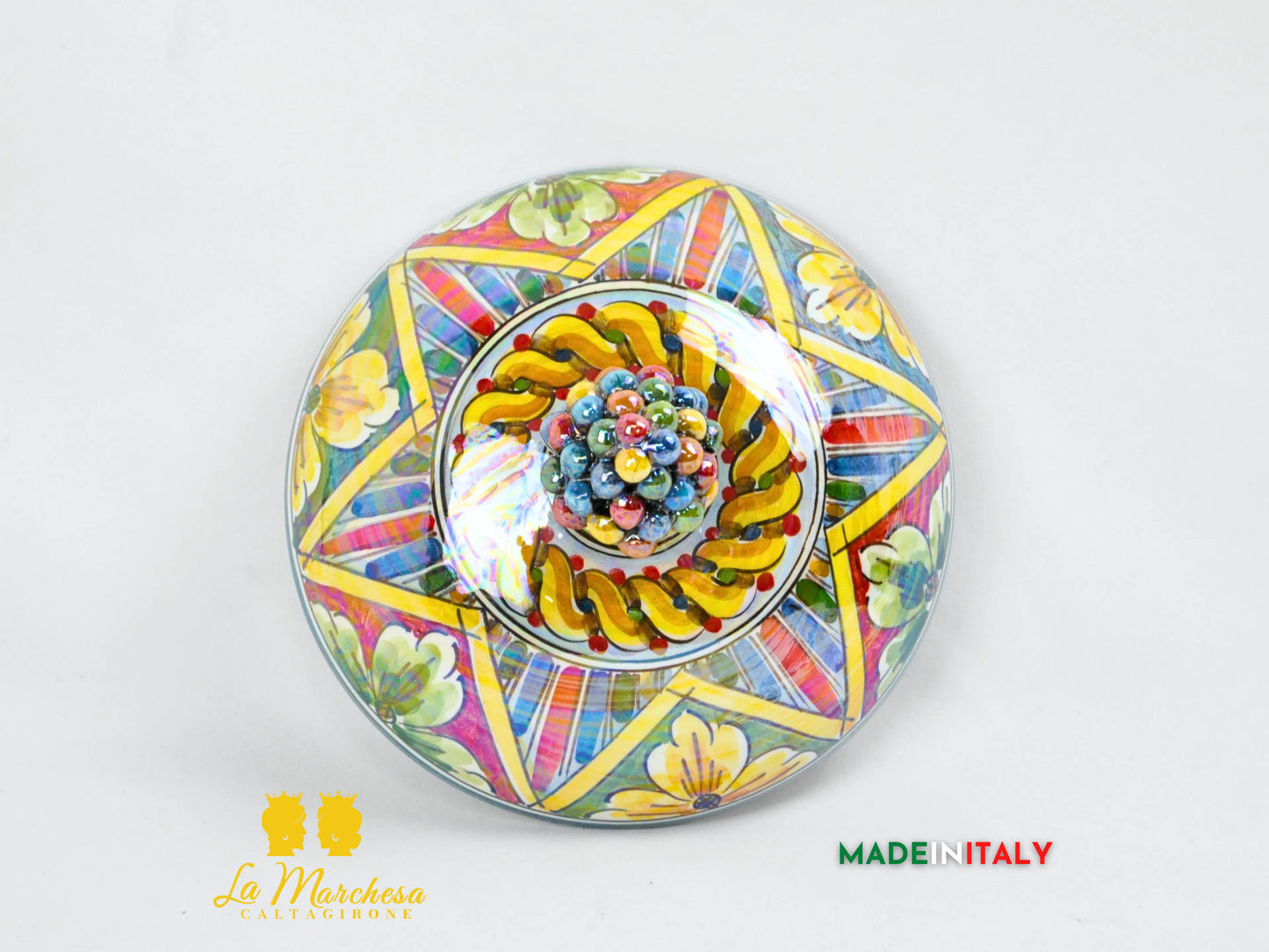 Biscottiera Arlecchino Madreperla in Ceramica di Caltagirone - Varie Misure