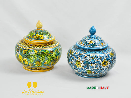 Biscottiera Decorata in Ceramica di Caltagirone 22cm - Vari Decori