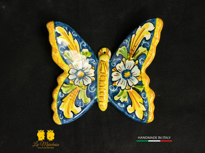 Piccola Farfalla Ceramica di Caltagirone decoro ornato vari colori 10cm