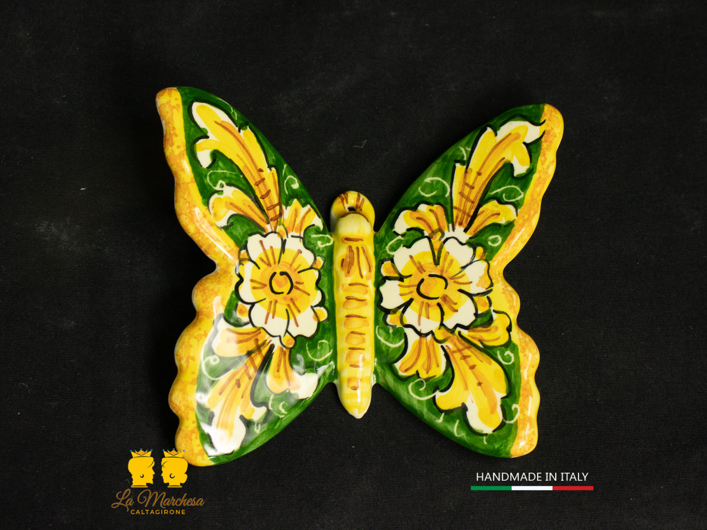 Piccola Farfalla Ceramica di Caltagirone decoro ornato vari colori 10cm
