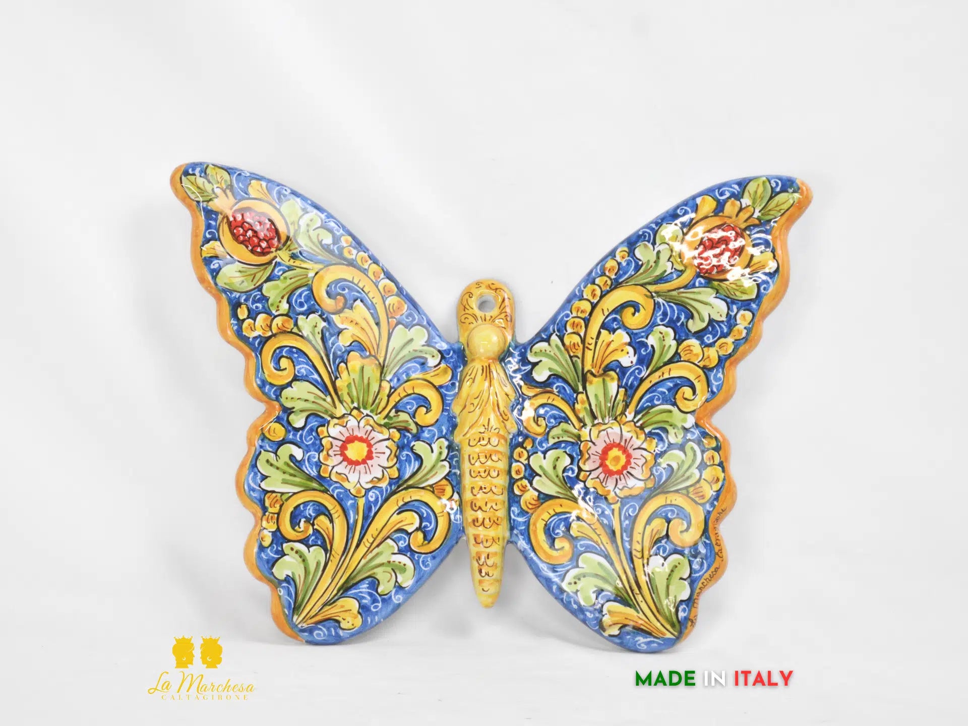Farfalla Decorata Decorazione da Parete in Ceramica di Caltagirone 35cm - Vari Decori