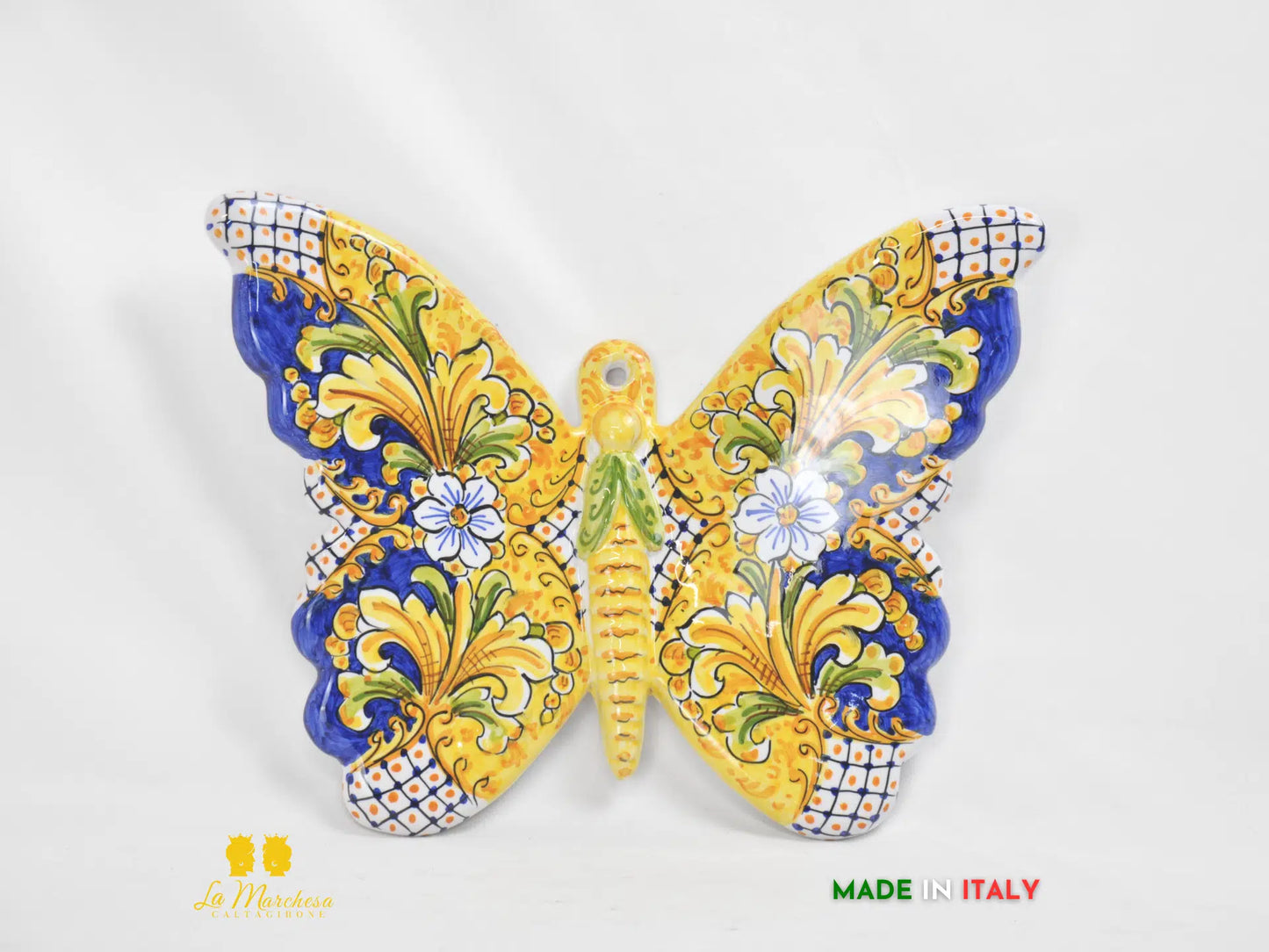 Farfalla Decorata Decorazione da Parete in Ceramica di Caltagirone 35cm - Vari Decori