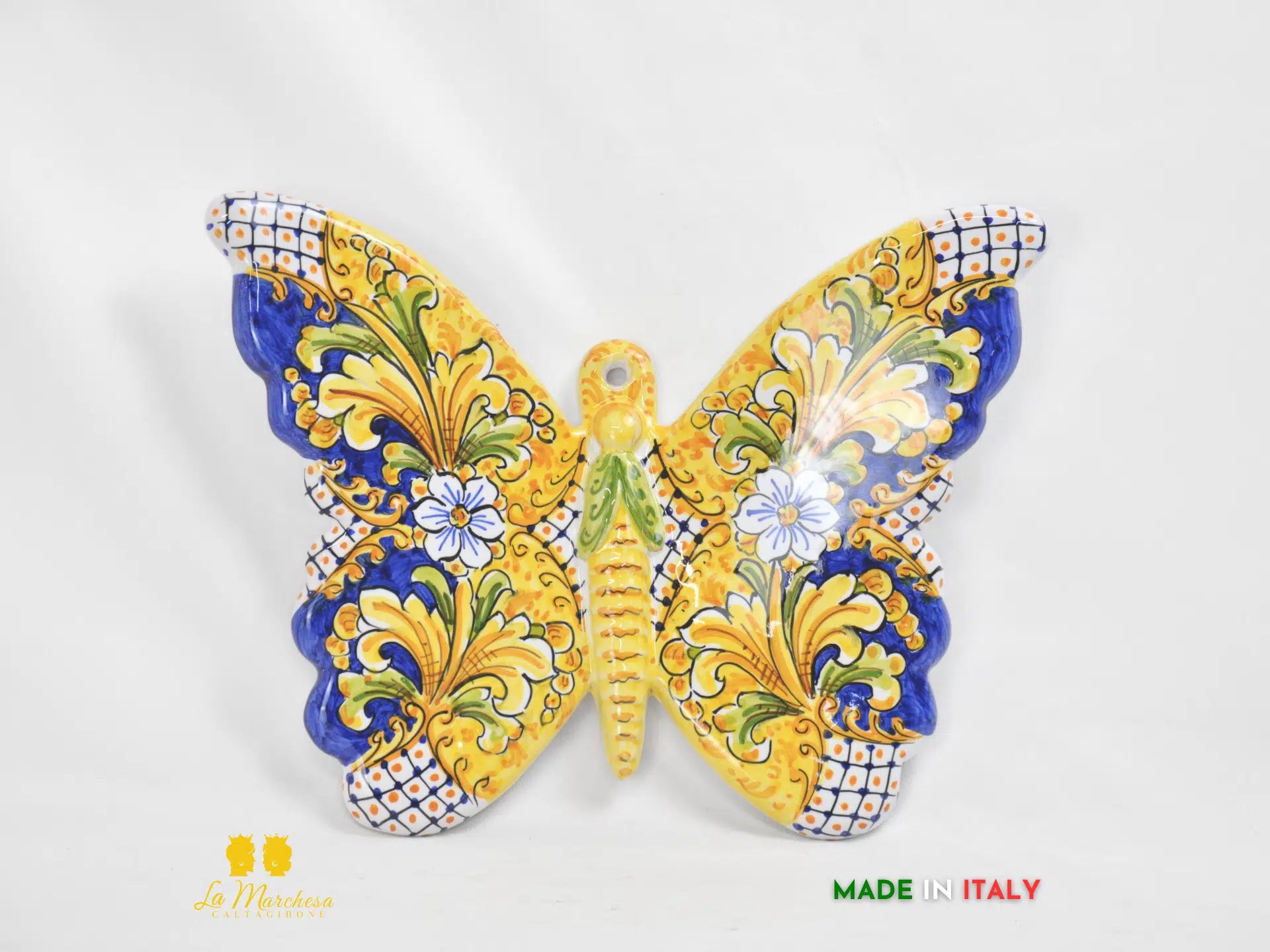 Farfalla Decorata Decorazione da Parete in Ceramica di Caltagirone 35cm - Vari Decori