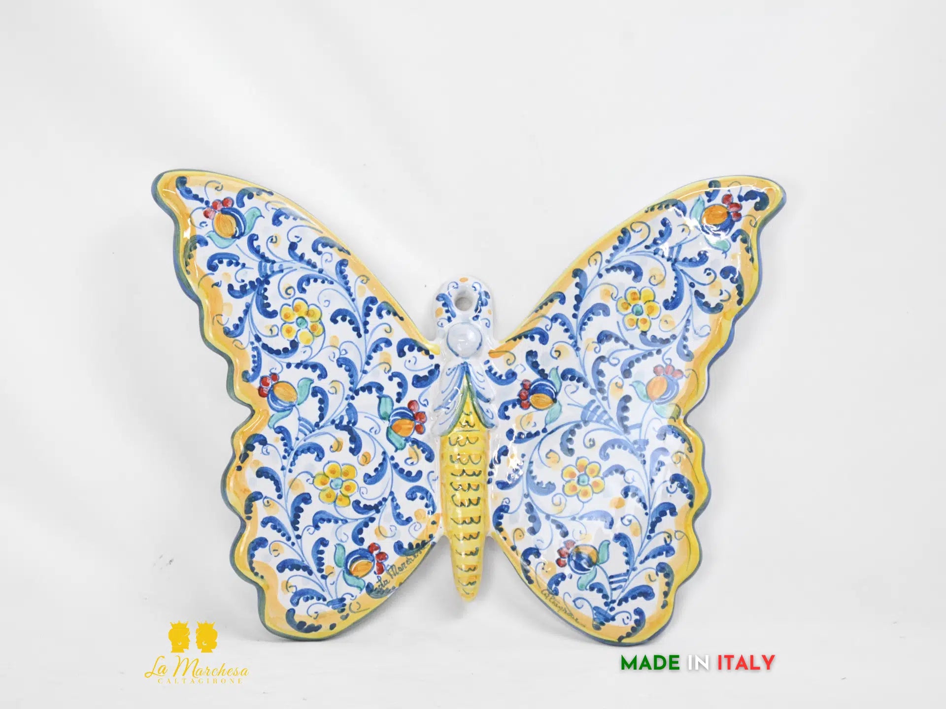 Farfalla Decorata Decorazione da Parete in Ceramica di Caltagirone 35cm - Vari Decori