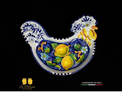 Piatto portauova Gallina in Ceramica di Caltagirone vari decori