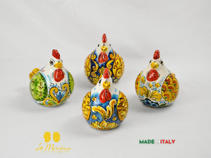 Gallina in Ceramica di Caltagirone Decorata - Varie Misure