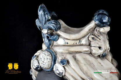 Teste di Moro in ceramica di Caltagirone Busto Platino satinato