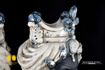 Teste di Moro in ceramica di Caltagirone Busto Platino satinato