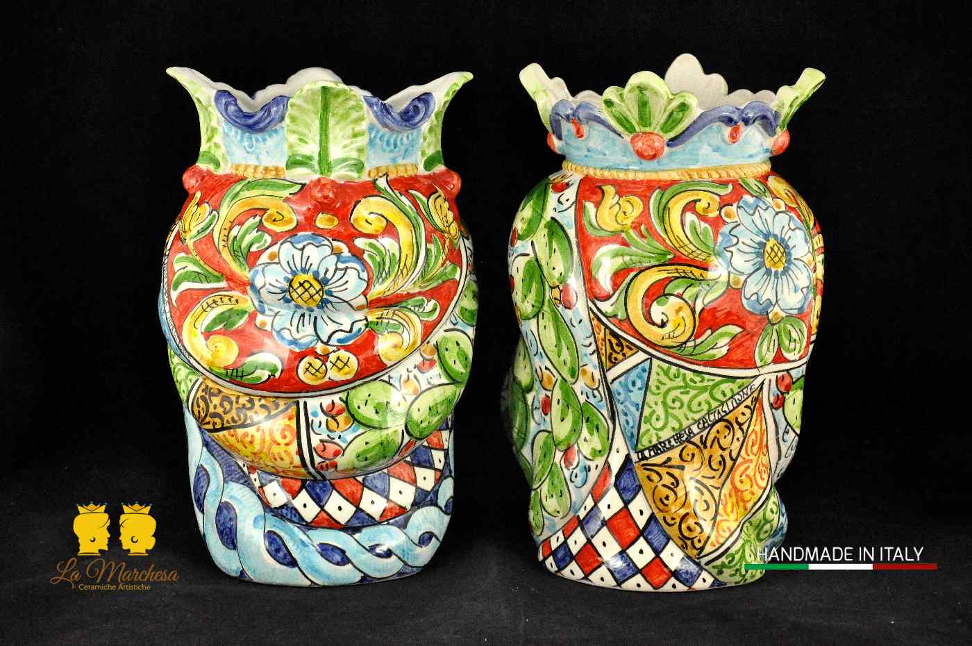 Teste di Moro in ceramica di Caltagirone Afro carretto siciliano H26