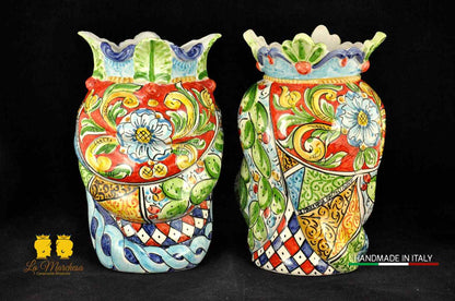 Teste di Moro in ceramica di Caltagirone Afro carretto siciliano H26