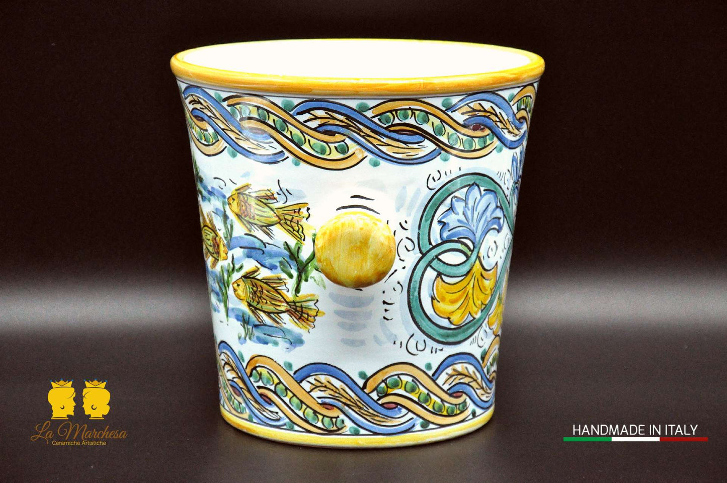 Secchiello porta giaccio ceramica di Caltagirone porta spumante o vino